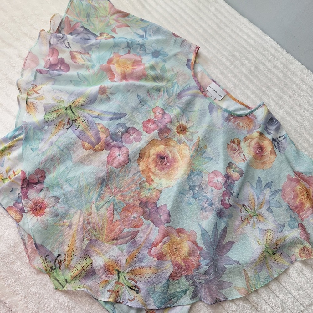 Alfred Dunner Chiffon Fairy Flutter‎ Sleeve Blouse Women 16 Pastel  Etherial